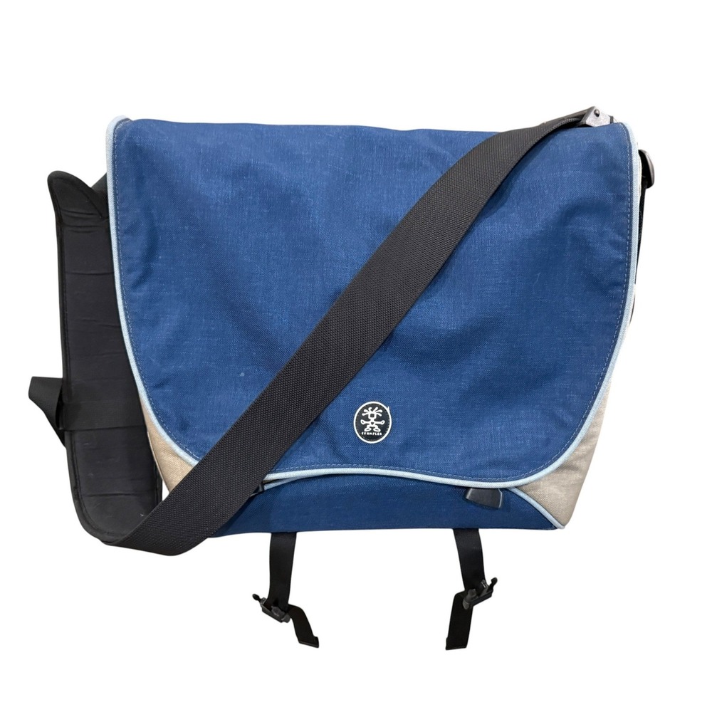 Crumpler Messenger Bag Blue Tan Canvas Orange Lining Paddedβ Strap Commuter Bag